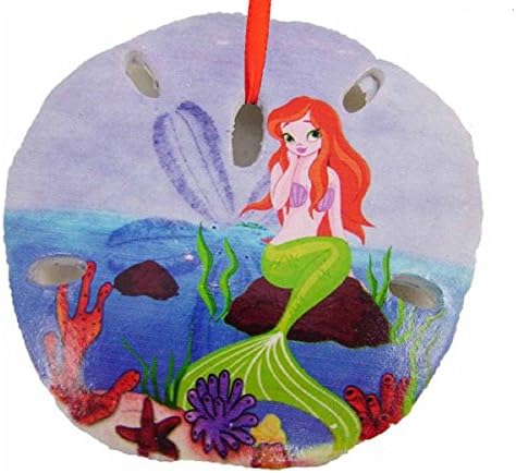 Resin Sand Dollar Christmas Ornament Underwater Mermaid