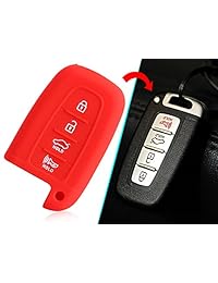 CViiC carcasa de silicona Smart Keyless Remote Key Fob Caso Piel Sustitución para Kia Optima Forte Sportage Soul Hyundai Elantra Sonata Equus Genesis Veloster etc. 4 Botones, Negro