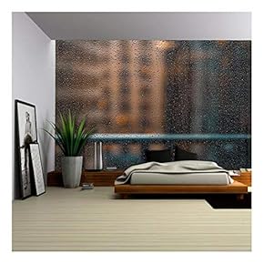 Abstract Blurred Street View from Rainy Glass Window - Removable Wall Mural | Self-Adhesive Large Wallpaper - 66x96 inches