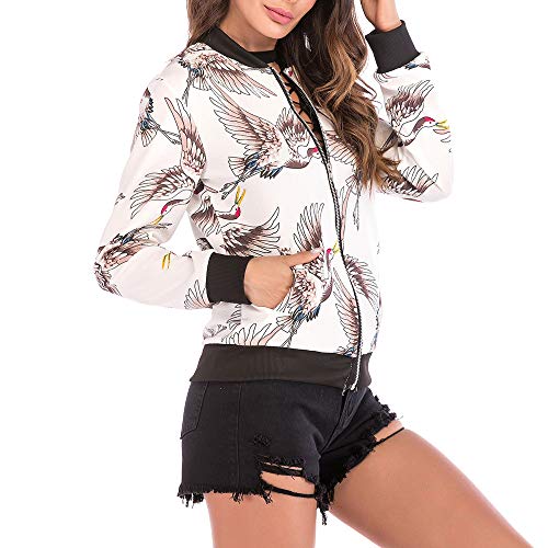 image for GOVOW Baseball Coat Women Bird Print Blouse Fashion Casual Loose Soft 
