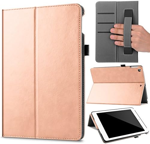 iPad 2017 iPad 9.7 inch Case, Hoofur Multi-Angle Viewing Folio Stand Wallet Cover, Auto Wake / Sleep for Apple iPad 9.7 inch 2017 (Rose Gold)