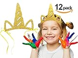 Unicorn Party Horn Hats, 12pcs Glitter Gold Unicorn Theme Party Supplies
