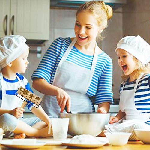 FEINASU New Design Wooden Christmas Embossing Pattern Rolling Pin, Laser Engraved Pastry Pizza Baking Roller Pin for Christmas Cookies Baking Non Stick(Christmas Snowflake)