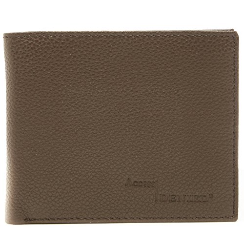 Access Denied Mens RFID Blocking Wallet Bi-Fold Leather (Chocolate Truffle-Pebble)