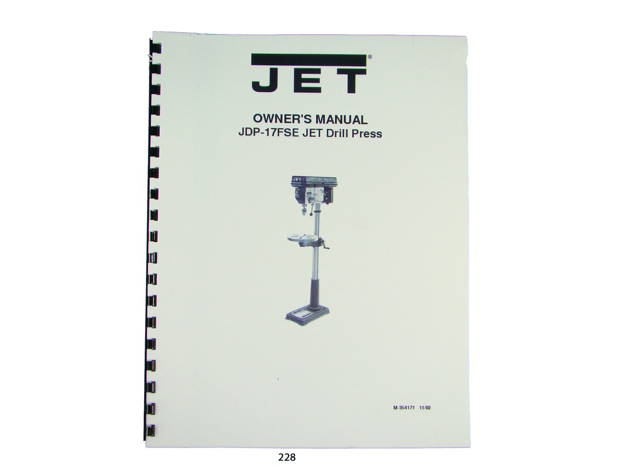 Jet JDP-17FSE Drill Press Owners Manual Plastic Comb – 1960