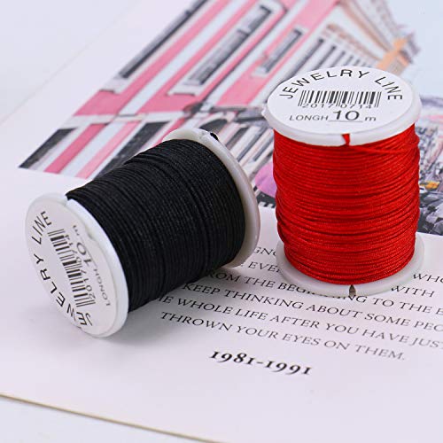 Monrocco Jewelry Nylon Cord, 10 Rolls 1mm Chinese Knotting Cord Nylon Hand Knitting Cord String Beading Thread for Jewelry Making Bracelet Beading Thread