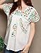 AsherFashion Colorful Flowers Embroidered Peasant Tops Mexican Blouse US 0-6