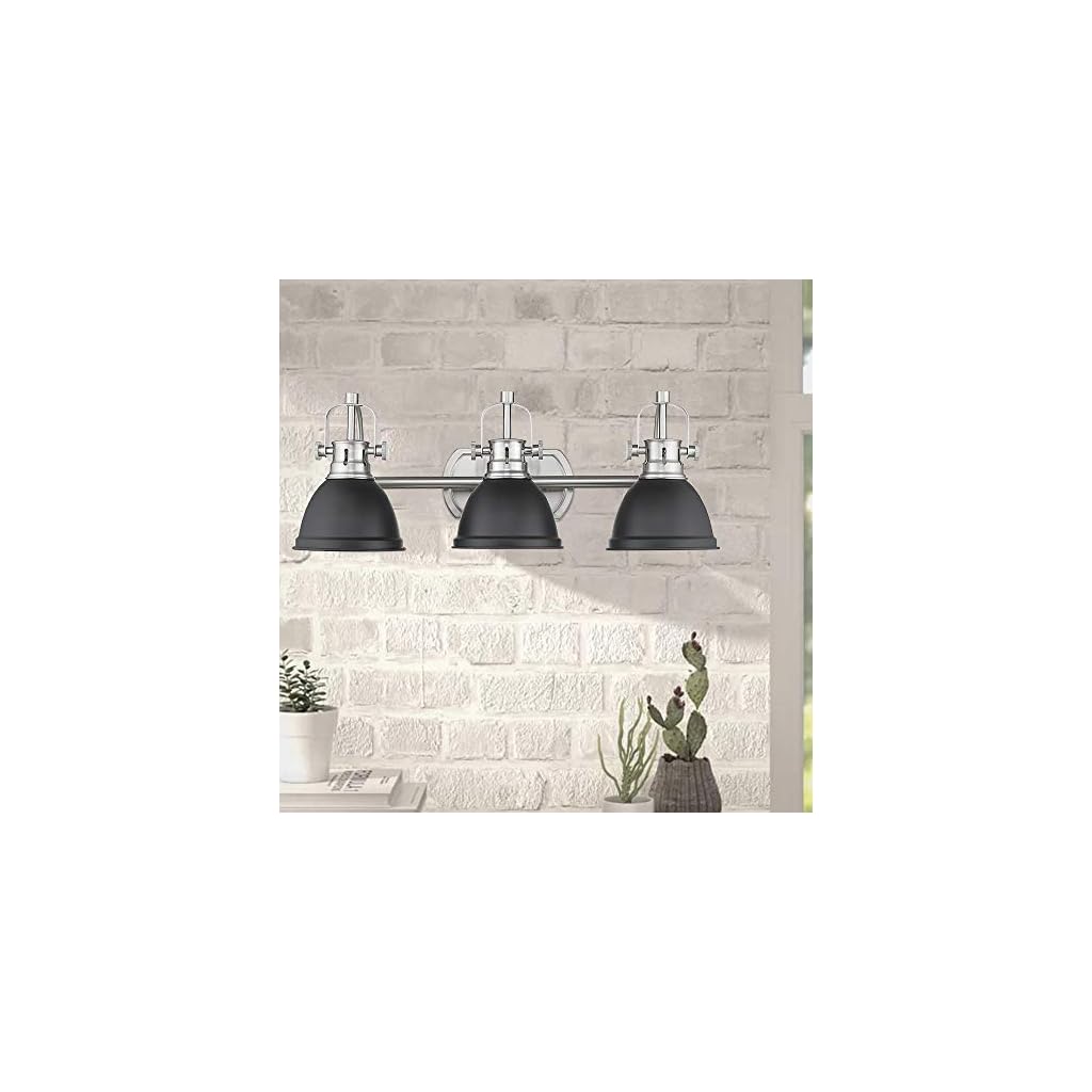 Emliviar 3Light Bathroom Vanity Light Fixture, Black Finish with Metal