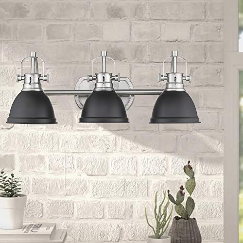 Emliviar 3Light Bathroom Vanity Light Fixture, Black Finish with Metal