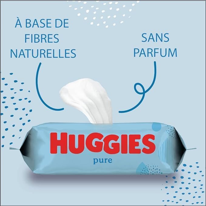 Lingettes Pure pour bébé, 18 paquets (1008 lingettes au total) - Lingettes à 99% d'eau pure - Sans parfum pour un nettoyage tout en douceur - Lingettes humides naturelles