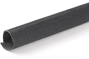 MGI SpeedWare Woven Mesh Split-Sleeve Wire Loom for High-Temperature Automotive Harness and Home Cable Management - 25 feet (1/4")
