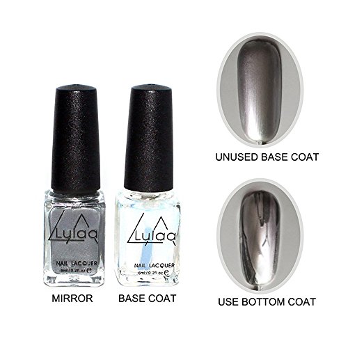 Mmrm 2 Pcs/set Mirror Effect Nail Polish Silver Color Nail Art Varnish Polish Base Coat