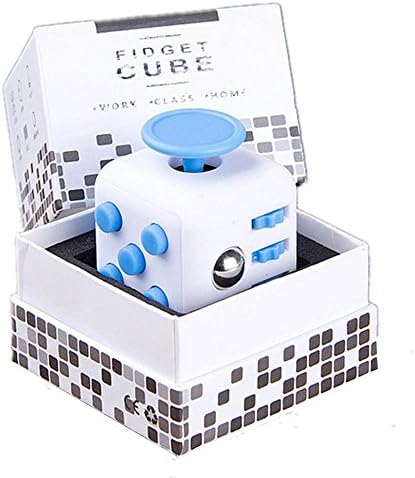 ARNOLD WONG Fidget Toys Cube Relieves Stress and Anxiety Attention Toy for Work, Class, Home (White & Blue)