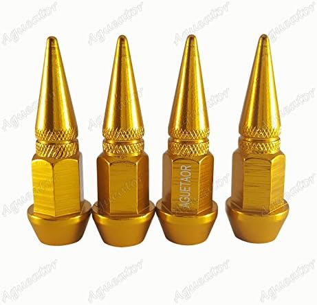 Aguetaor - Long Spiked Aluminum Car Truck Bike Wheel Tire Stem Air Dust Cover Gold