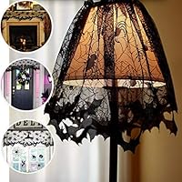 Halloween Lace Halloween Decorations Lamp Shade Cover Halloween Decor Black Spider Web Halloween Lace for Halloween Lamp Decorations Festive Party Supplies, 18 X 60 Inch