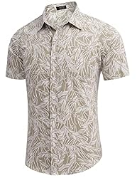 COOFANDY Mens Casual Button Down Shirts Linen Beach