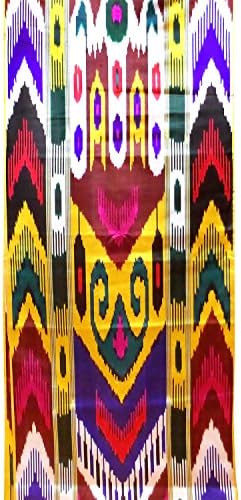 UZBEK COLORFUL BEAUTIFUL HANDMADE NATURAL SILK IKAT ATLAS By The Meter 1,09 Yard (Multi8)