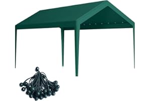 VANTERIAM Carport Replacement Canopy, Replacement Top Cover for 10' x 20' Carport Frame, 180G PE Fabric Waterproof & UV Protected Tarp with Ball Bungees, Green (Only Top Cover, Frame is not Included)