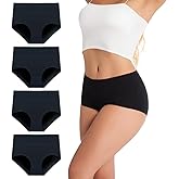 AMZCHPC Women's Cotton Underwear High Waisted Panties Soft Underpants (4Pack)