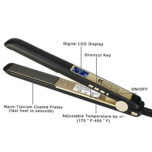 KIPOZI Professional Flat Iron Titanium 1 Inch Hair Straightener with