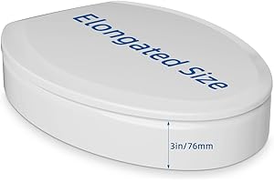 MUJIUSHI Elongated Toilet seat risers for Seniors, Elevated Soft Close Toilet Seat 3 inch, Heavy Duty, Never Loosen, Elongated Raised Toilet seat bowl (18.5”), White