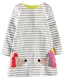 Fiream Girls Cotton Long Sleeve Dress(Grey,18Months)