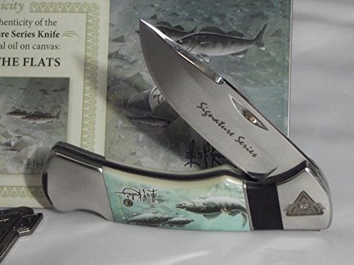 Les Kouba Walleyes Feeding Pocket Knife North American Fishing Logo Etch