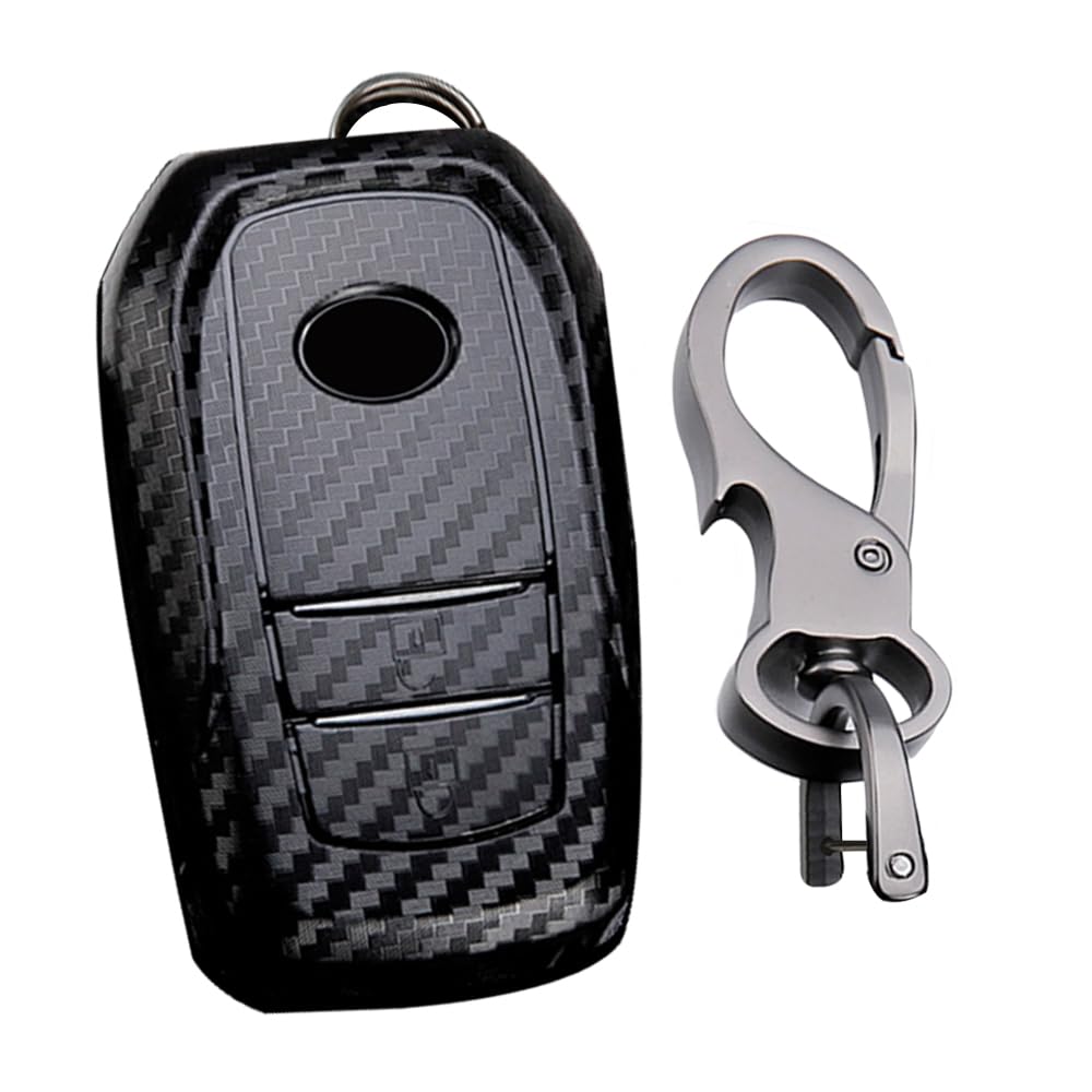 KUNIO Key Fob Cover fit for Toyota Yaris Cross Yaris Hybrid Rav4 Aygo GR Sport 2020 2021 2022 2023 ABS Key Cover Key Protection Key Chain 2 Buttons C Black