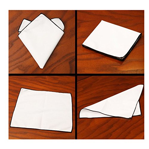 3-Pk Mens Cotton White Pocket Square with Color Border(10 Colors)