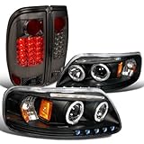 Ford F150 Style Side Black Halo Led Projector Headlights, Smoked Led Tail Lights