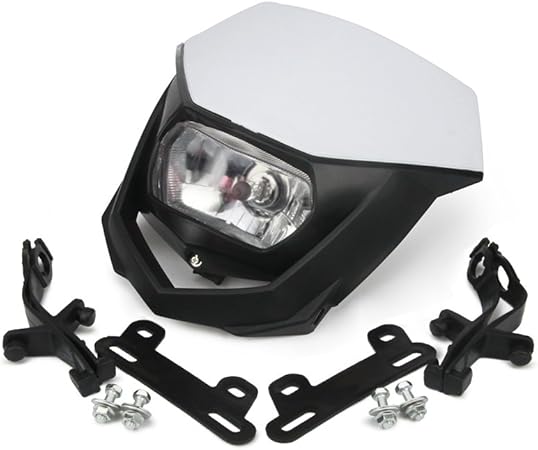 Amazon バイク ヘッドライト カウル ストリート オフロード Ledディライト ヘッドランプ マスク ターンライト 汎用 白 ヘッドライト 車 バイク