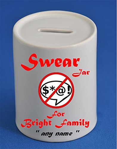 A Personalised Custom Swear Jar Money Pot Box with the words Swear Jar