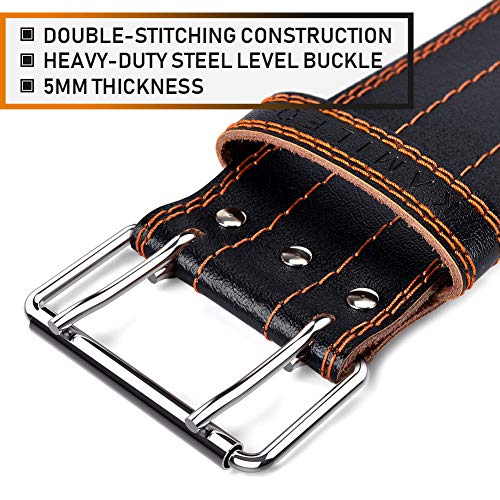 Kamileo Lifting Belt, Weight Lifting Leather Belt with Prong Buckle for Men and Women, Stabilizing Lower Back Support for Powerlifting Squat Deadlifting