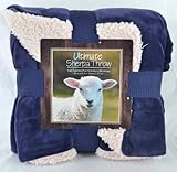 Ultimate Sherpa Throw Blanket 60 In x 70 In (Blue)