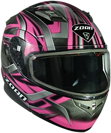Zoan Flux 4.1 Devil Pink Electric Lens Shield Modular Flip Up Snowmobile Helmet Medium