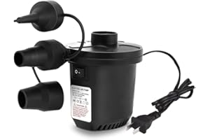 Aida & Hani Electric Air Pumps for Inflatable Air Mattress Pump Pool Air Pump Quick Unwarming Air Bed Pump Plug in Inflate Deflate Pump with 3 Nozzles Black