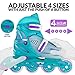 Crazy Skates Adjustable Inline Skates for Girls and Boys - Adjust to fit 4 Sizes - Model 148 - Teal/Purple (Size: Small | j11-1)