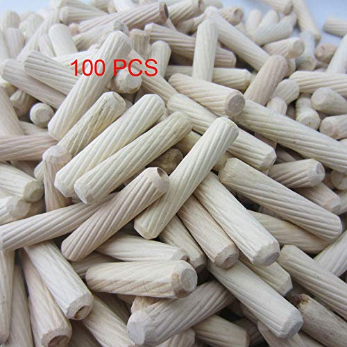 Ochoos 12100mm Woodworking Hardwood Round Dowel Pins Furniture Fitting Cabinet Drawer Round Fluted Wooden Craft Dowel Pins Rods