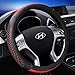 Super Accessories Auto Car Steering Wheel Cover Leather Heavy Duty Thick Elegant Anti Slip15 Inch Black Red