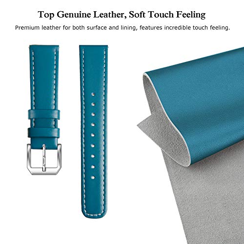SWEES Leather Band Compatible Samsung Galaxy Watch Active 40mm Band, 20mm Genuine Leather Replacement Bands with Quick Release Pins for Galaxy Watch Active 2 Smart Watch 2019 Women Men, Blue