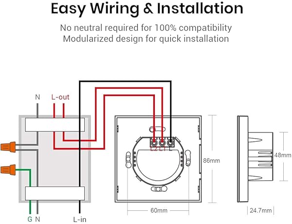 Interruptor de luz de pared BroadLink Smart Touch interruptor de cable en vivo nico de 2 unidades funciona con Alexa Google Home e IFTTT se requiere un concentrador con concentrador