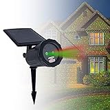 Night Stars Solar Powered Laser Light Projector | Outdoor Solar Christmas Light Projector | Red & Green Solar Laser Lights + Automatic On/Off Timer + Indoor AC Power Adapter