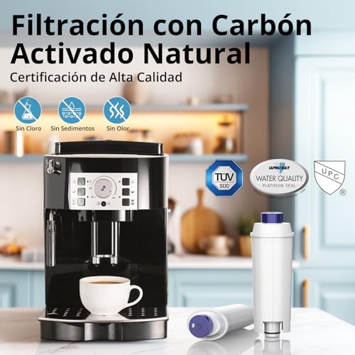 iRhodesy Water Filter for Automatic Coffee Machine, Delonghi Magnifica s Dinamica, ECAM, ETAM, ESAM, BCO, EC Séries, Delonghi DLSC002 Filter (6 units)