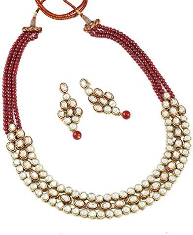 Karatcart Designer Red Kundan Traditional Jewellery Set For Women