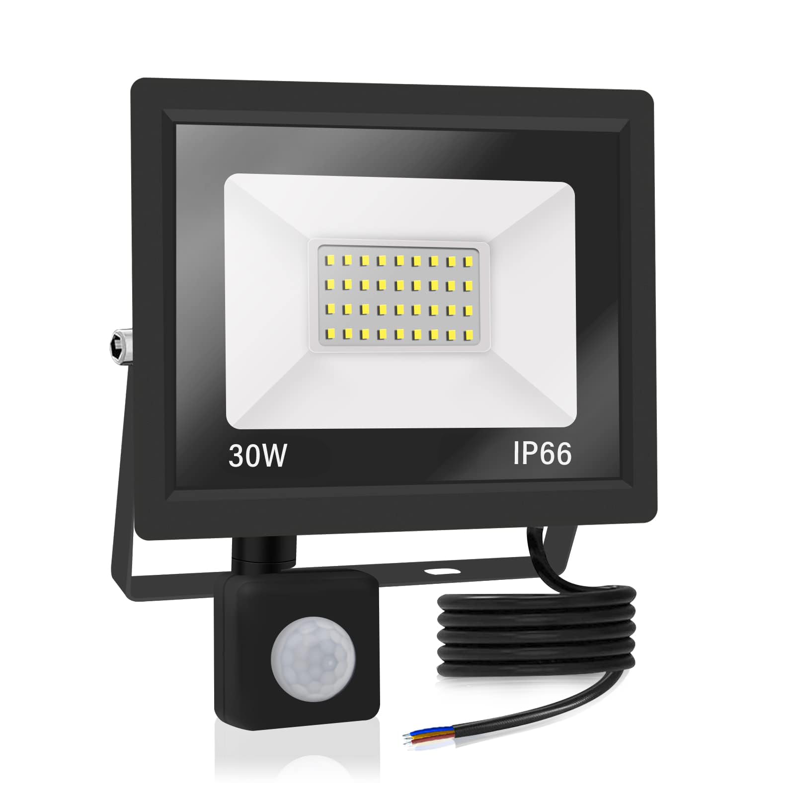 Jefedana Security Lights Outdoor Motion Sensor 30W,IP66 Waterproof Motion Sensor Outdoor 3000LM LED Floodlights with PIR Sensor,3000K Warm White for Garden, Forecourt, Backyard, Garages and More