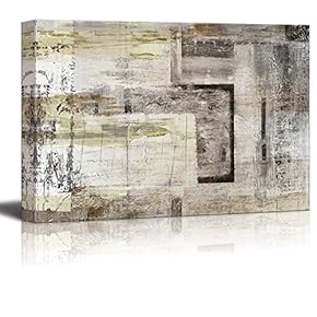 Abstract Textured Shapes of Rectangles with Borders and Marks - Canvas Art Home Art - 12x18 inches