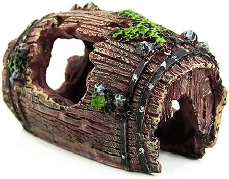 FOReverweihuajz Unique Resin Broken Barrel,Hiding Caves Furnishing Landscaping Decoration Fish Tank Aquarium Ornament