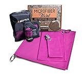 3 Pack Microfiber Camping & Travel Towel in Gift Box | Antibacterial, Quick Drying, Super Absorbent | Great for Camping, Travel, Bath, Sports - 4 active n