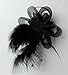 Coolr Fascinators Hair Clip Headband Feather Flower Veil Wedding Headwear Bridal 1920s Headpiece, A Black, One Size