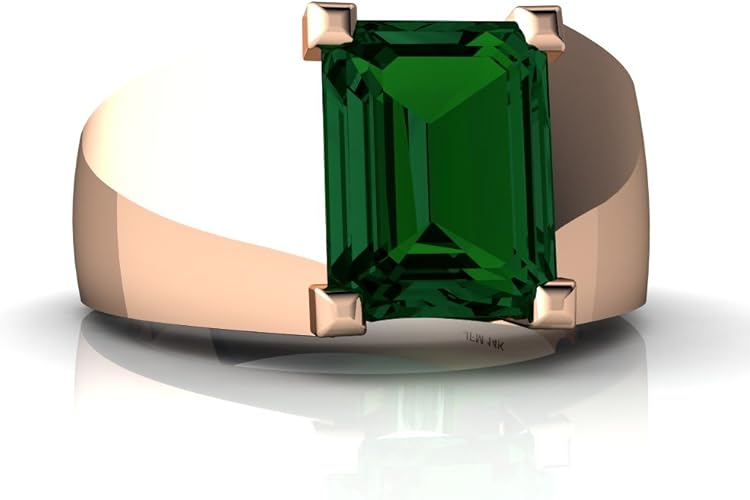 14kt Gold Lab Emerald 9x7mm Emerald_Cut Men's